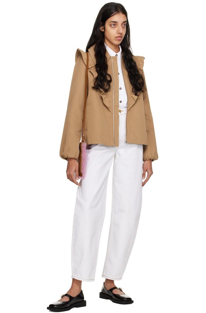 GANNI Ruffle Long Sleeve Shirt - Bright White | Garmentory