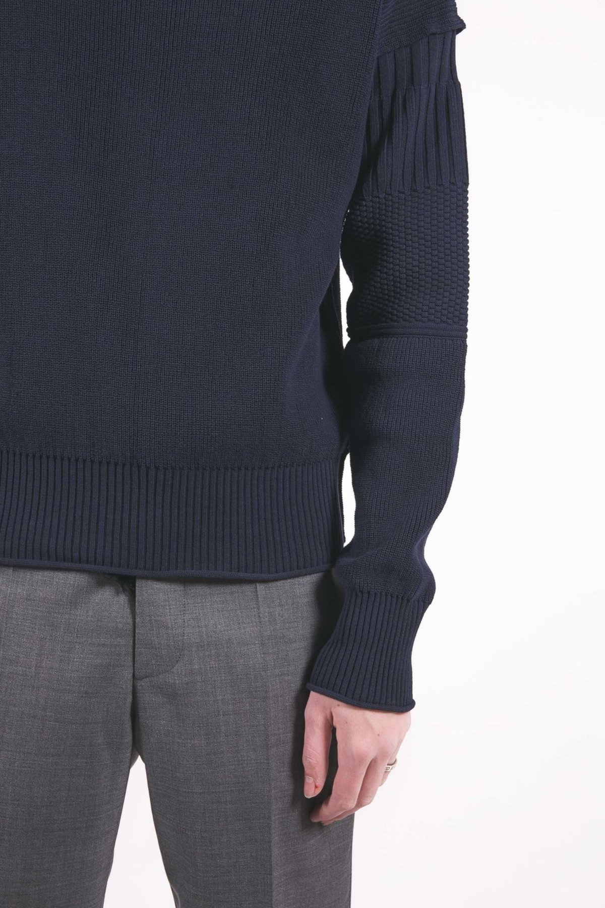 Maison Margiela Deconstructed Cotton Sweater - Navy | Garmentory
