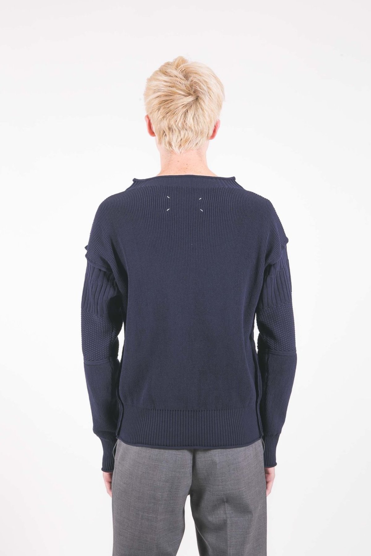 Maison Margiela Deconstructed Cotton Sweater - Navy | Garmentory