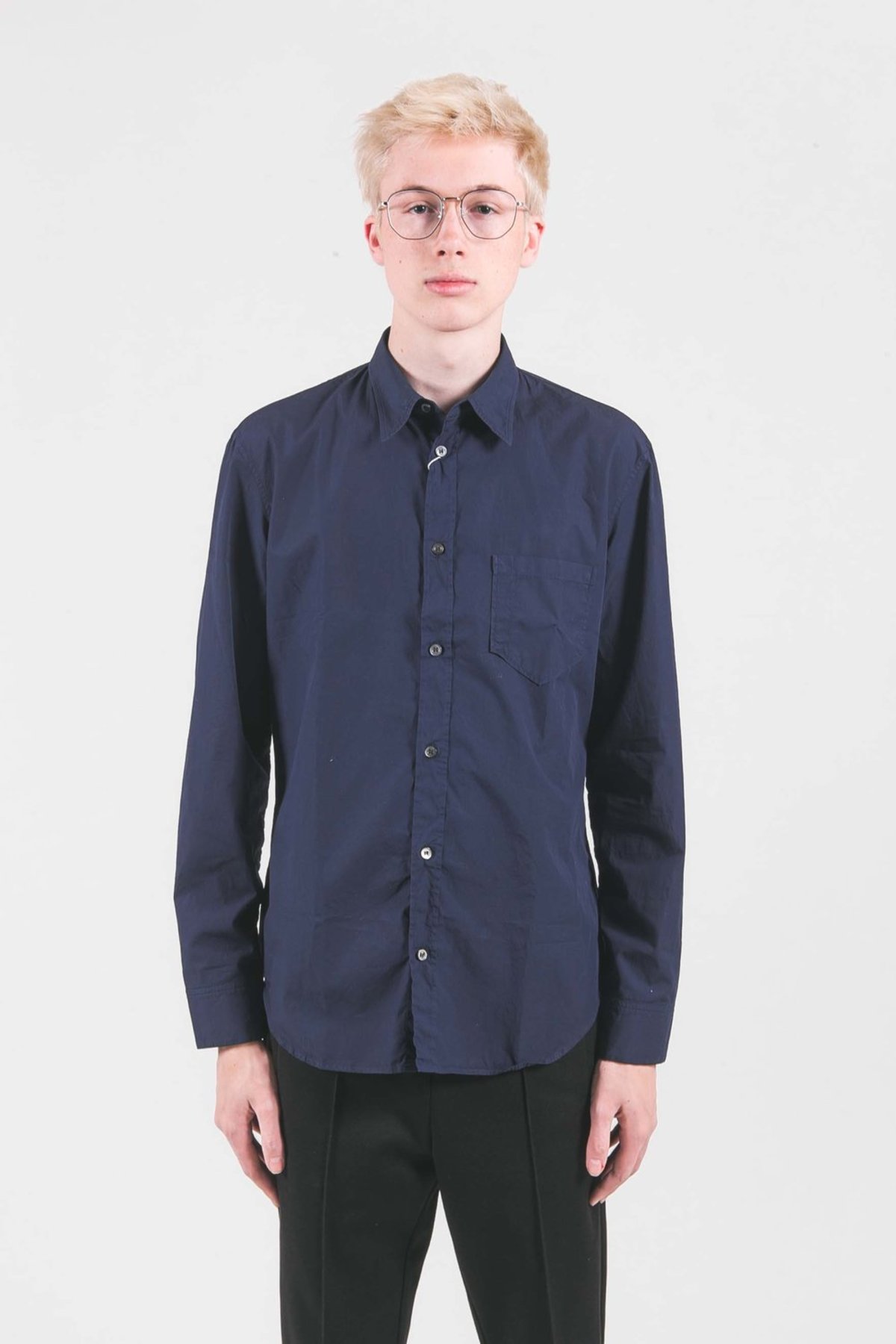 Maison Margiela Garment Dyed Poplin Shirt - Navy | Garmentory