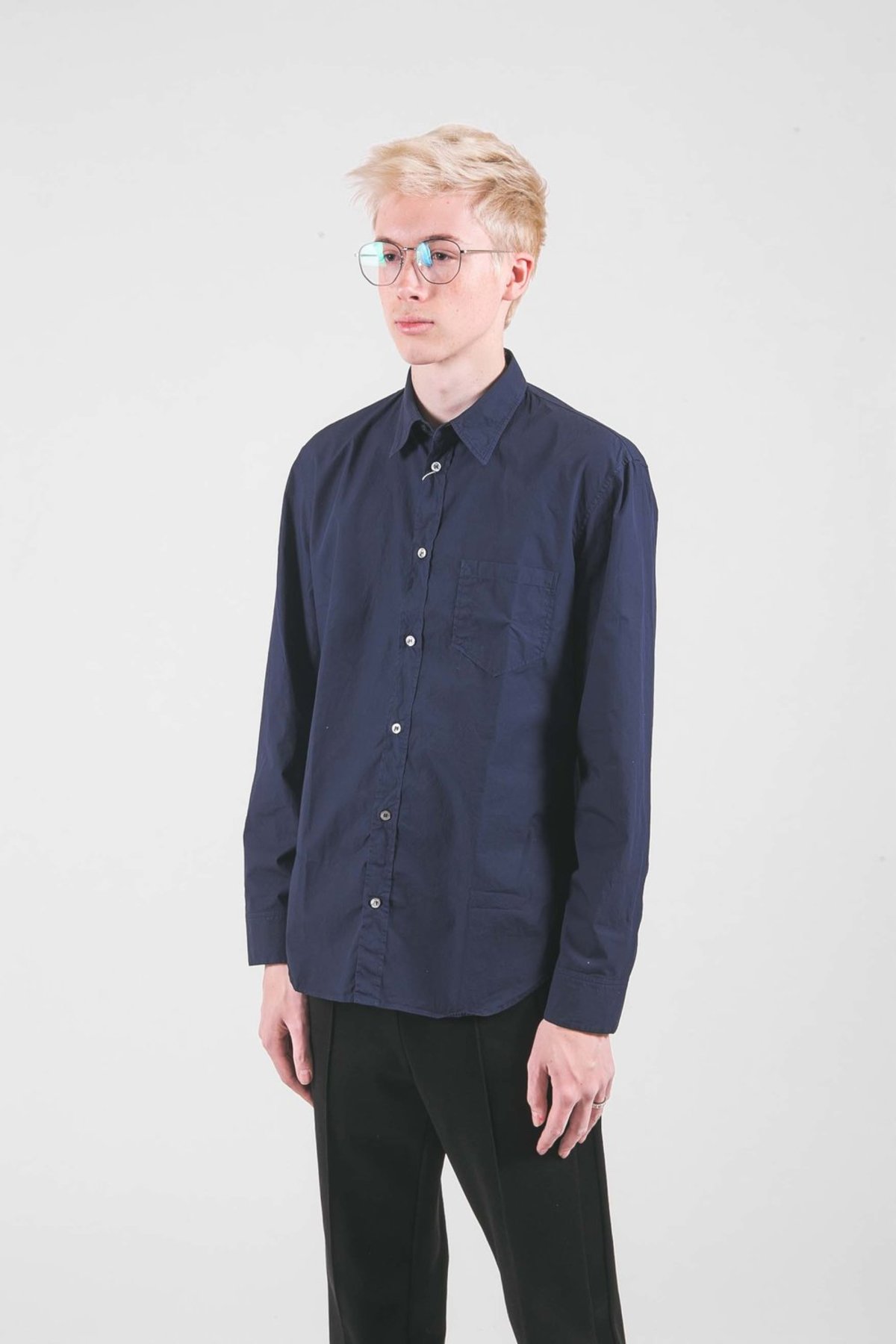 Maison Margiela Garment Dyed Poplin Shirt - Navy | Garmentory