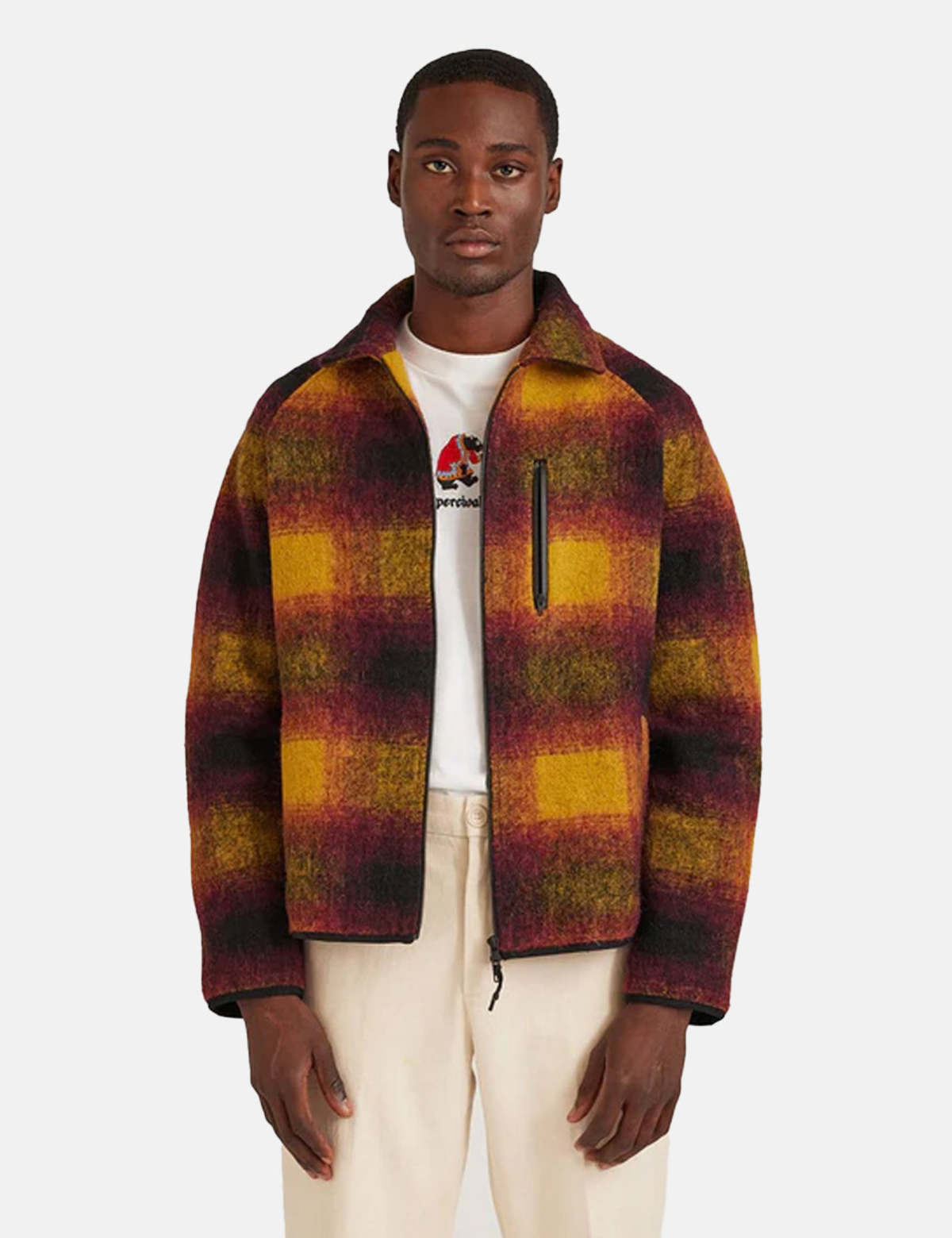 Percival Check Wool Fleece Jacket - Yellow Multi | Garmentory