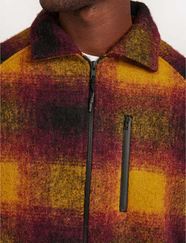Percival Check Wool Fleece Jacket - Yellow Multi | Garmentory