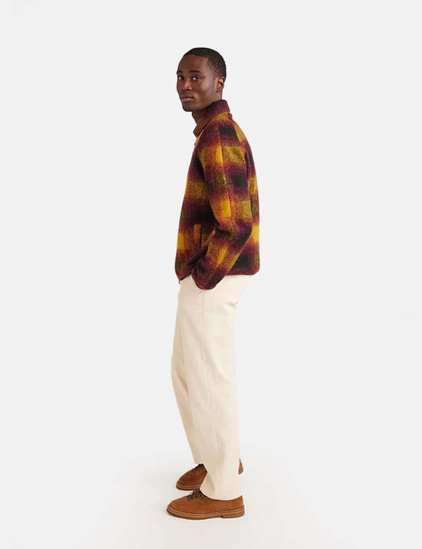 Percival Check Wool Fleece Jacket - Yellow Multi | Garmentory