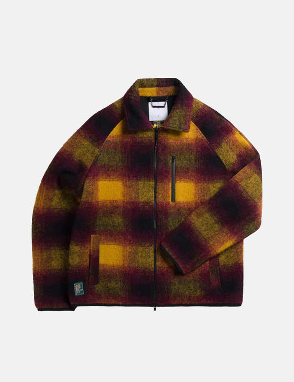 Percival Check Wool Fleece Jacket - Yellow Multi | Garmentory