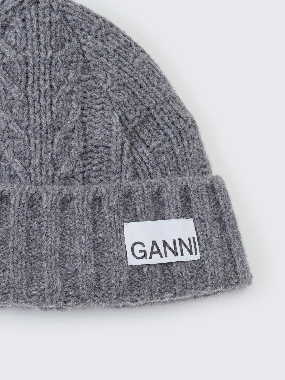 Ganni Cable Beanie - Frost Gray | Garmentory