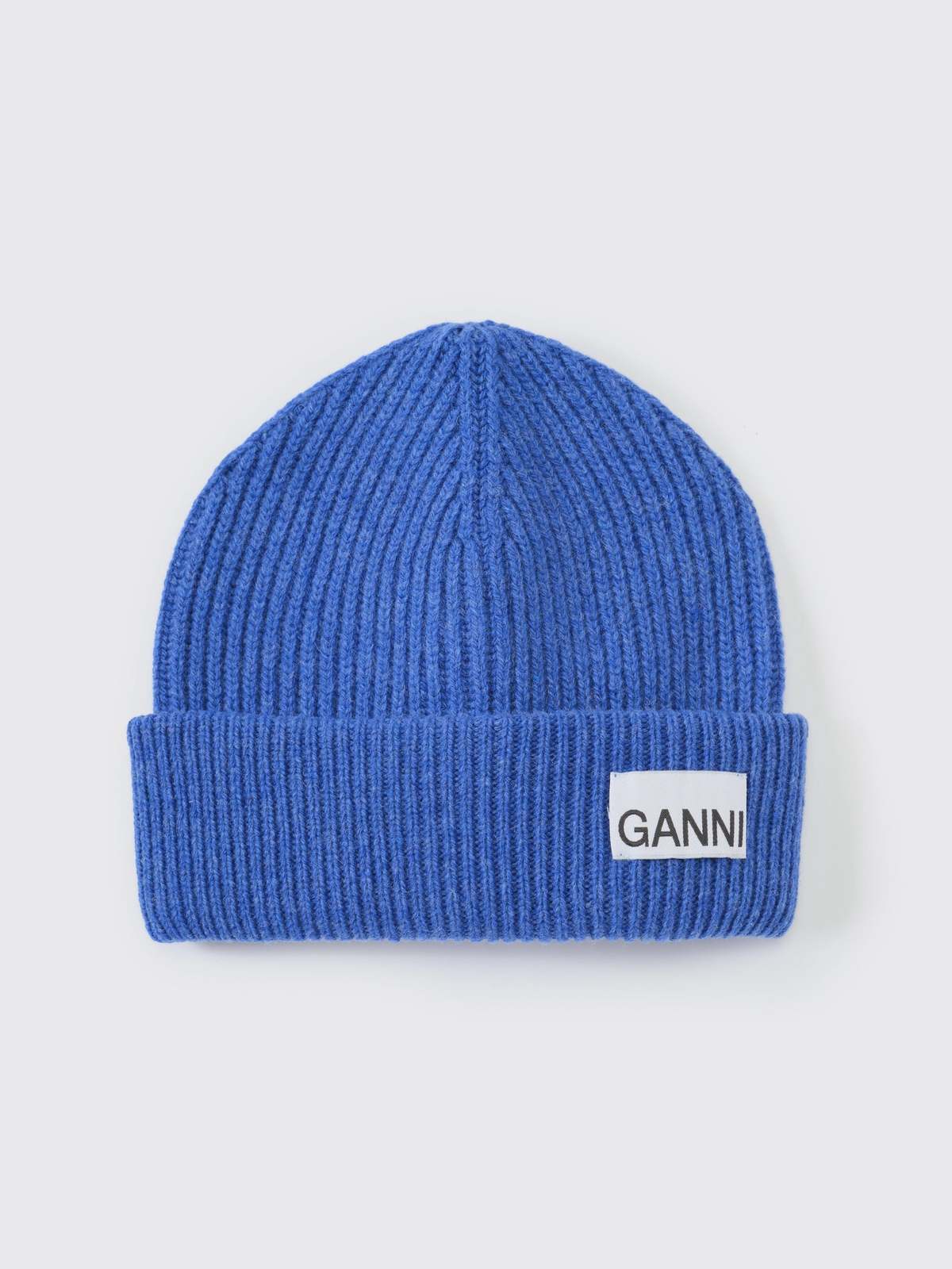 Ganni Light Structured Rib Knit Beanie - Nautical Blue 