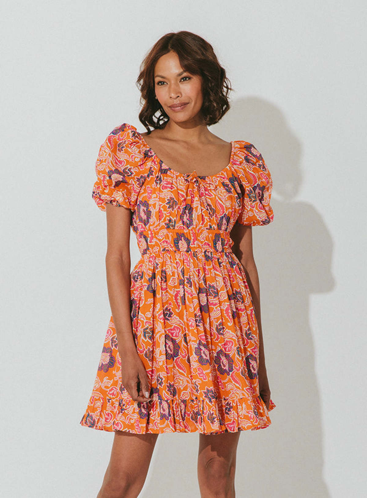 knee length dresses for ladies Brigitte Long-Sleeved Mini Dress Orange / L main image 1
