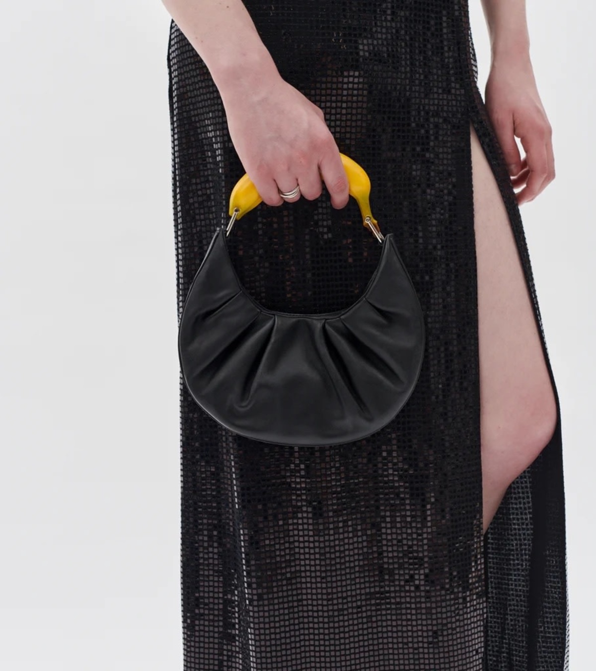 Puppets and Puppets Banana Hobo Bag Black Leather Garmentory