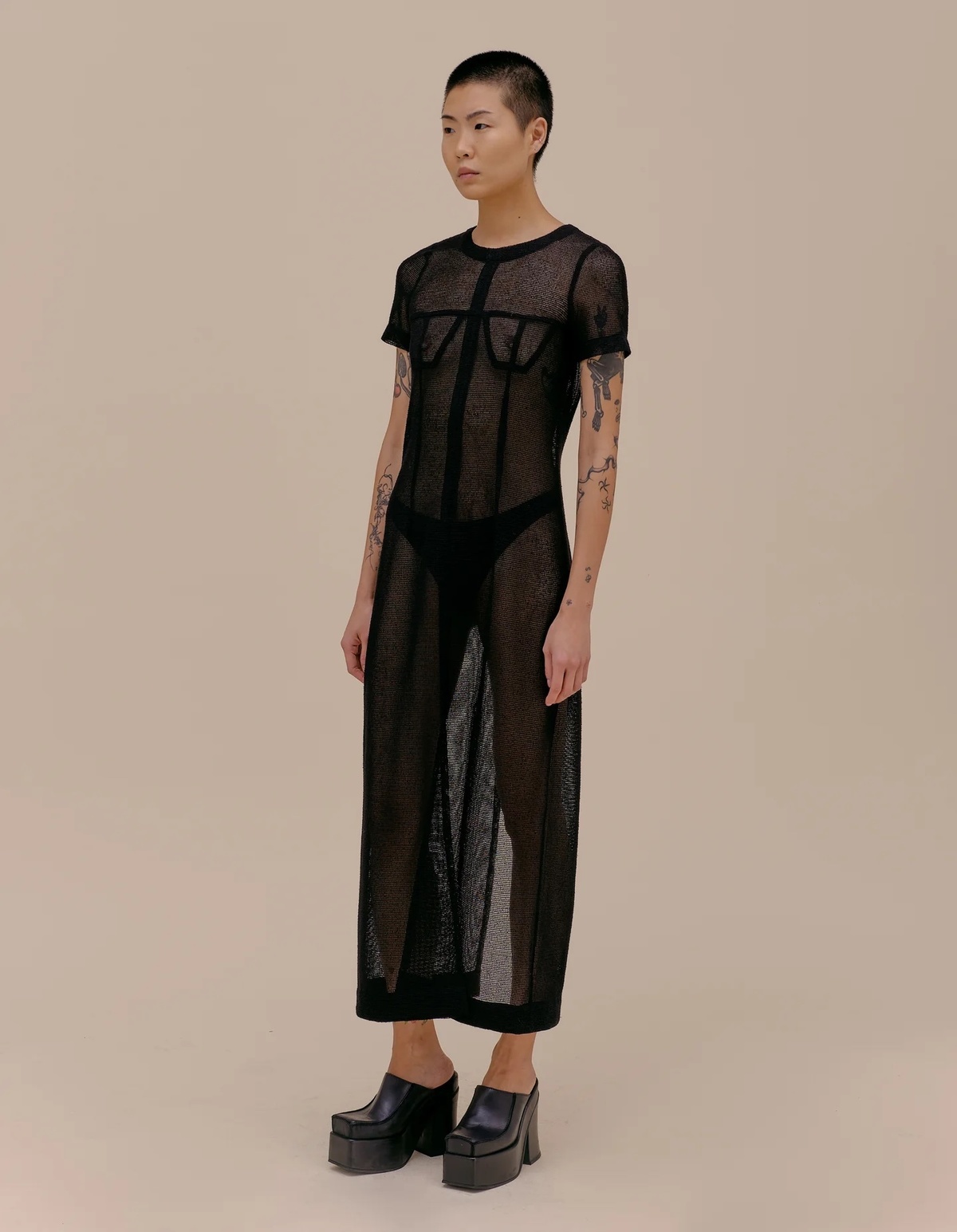 ECKHAUS LATTA Sheer Siren Dress - Midnight | Garmentory