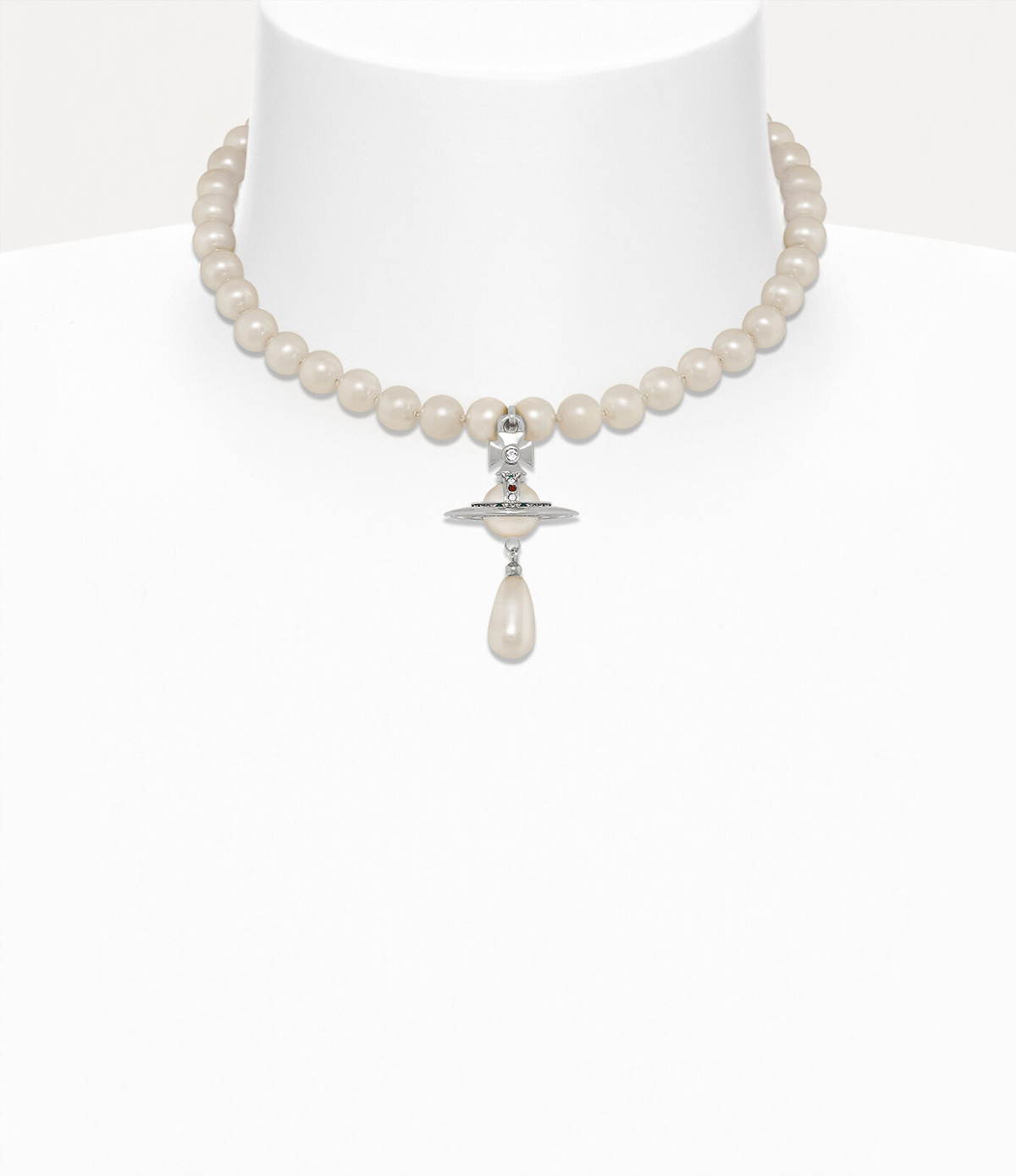 Vivienne Westwood One Row Pearl Drop Choker With 3d Orb | Garmentory
