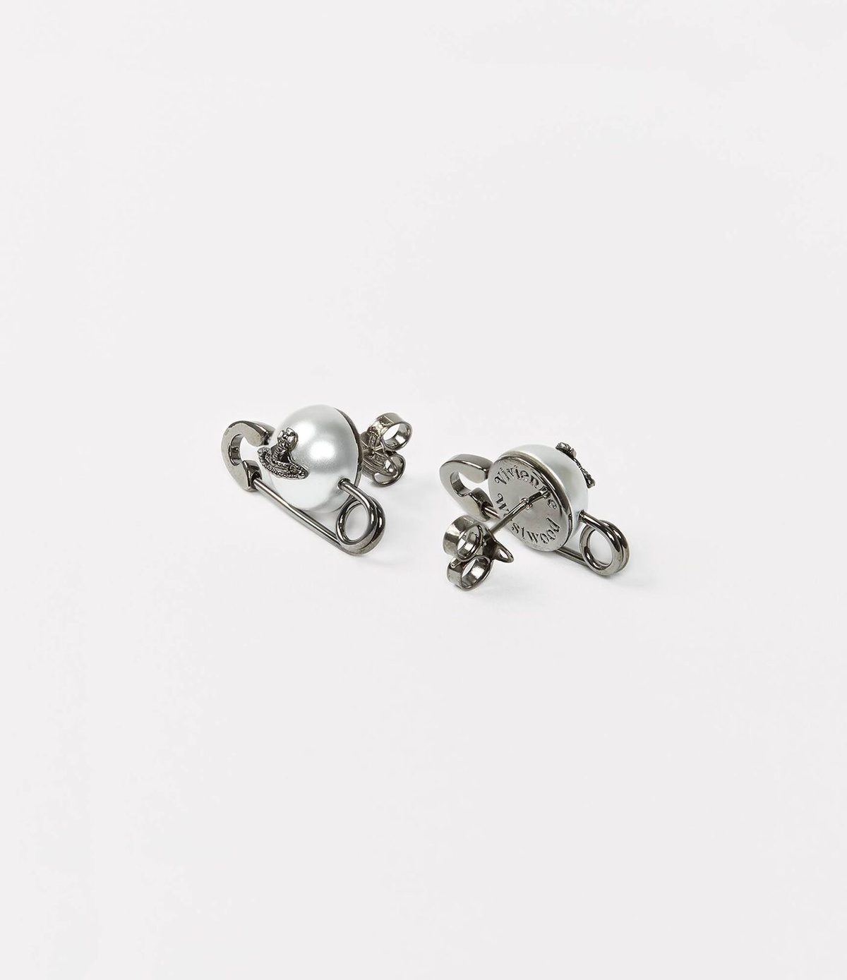 Vivienne Westwood Jordan Safety Pin Earrings - Gunmetal | Garmentory