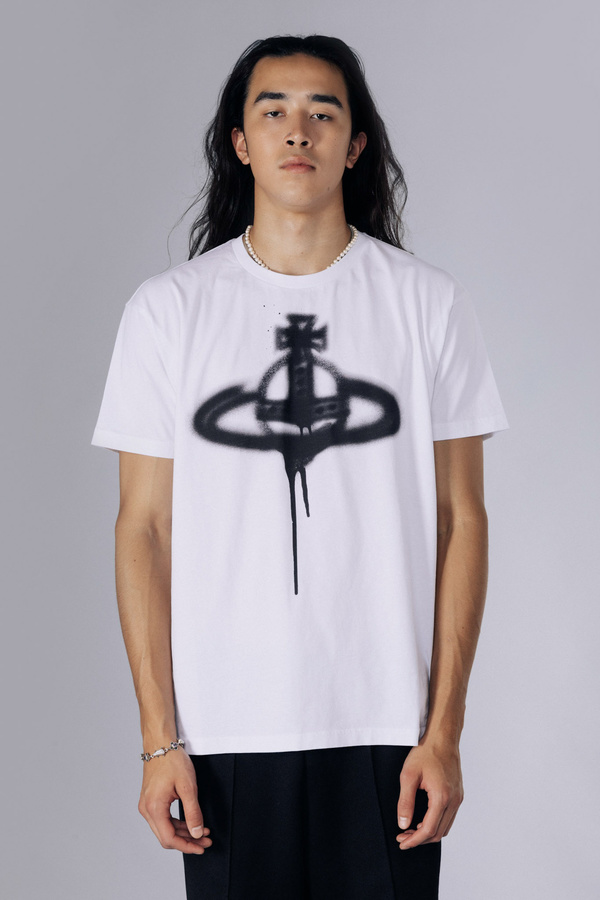 国内発送◇VivienneWestwood Classic ORB Tee Unisex White Stencil Orb Classic T-shirt by Vivienne Westwood on Sale