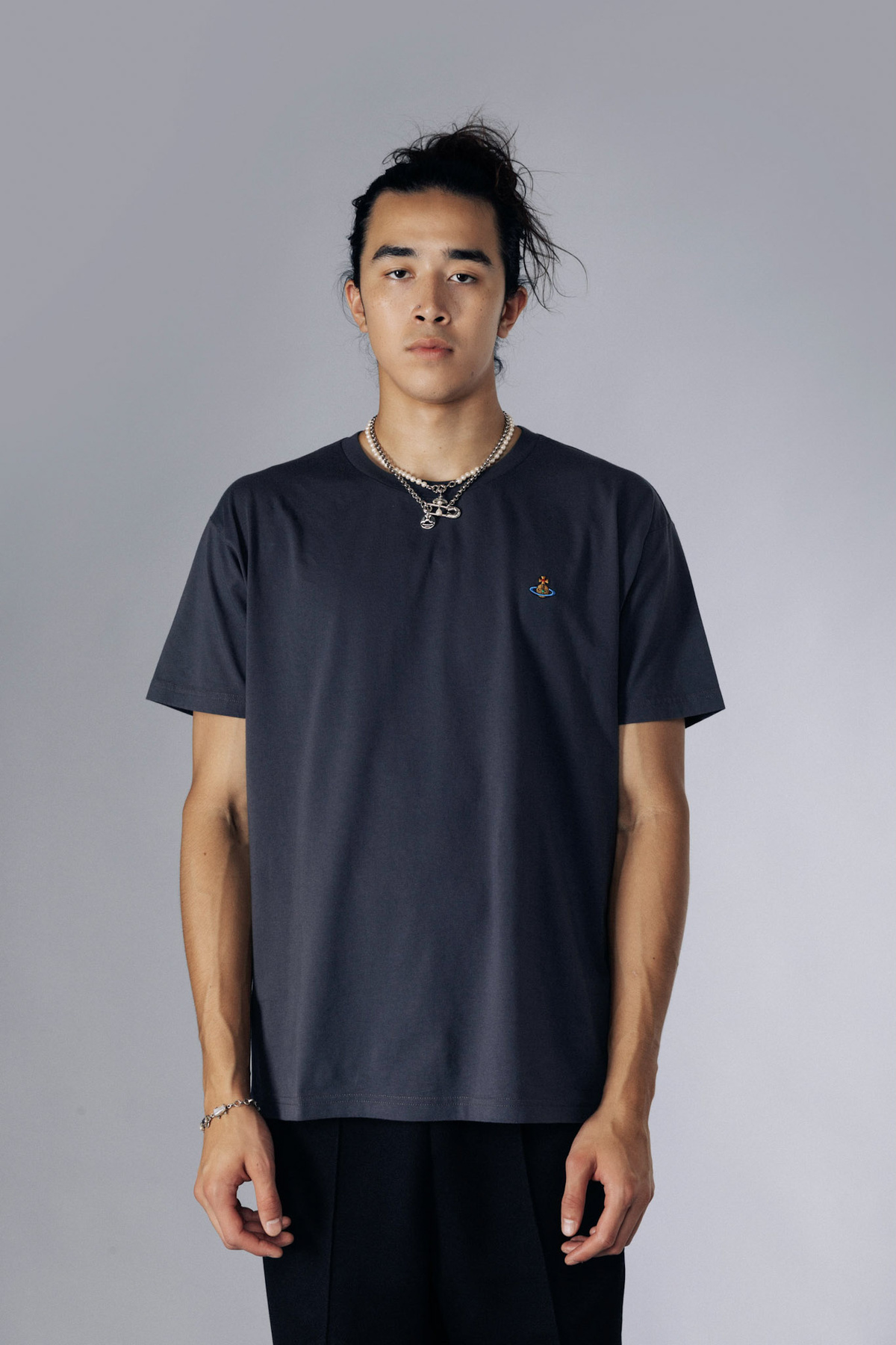 Vivienne Westwood Classic Fit T-shirt with Small Orb Logo - Grey 