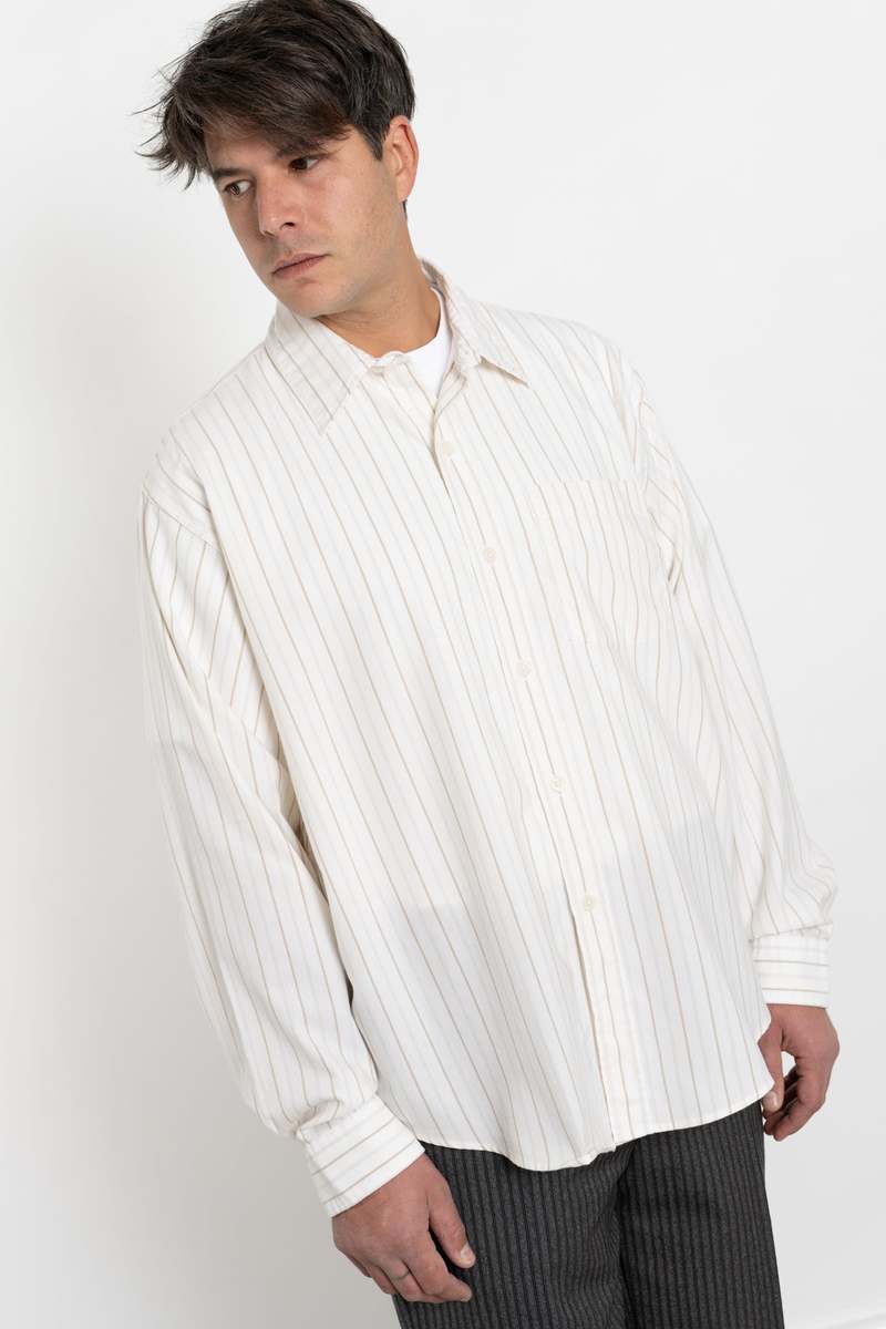 mfpen Executive Shirt - Beige Stripe Silk | Garmentory