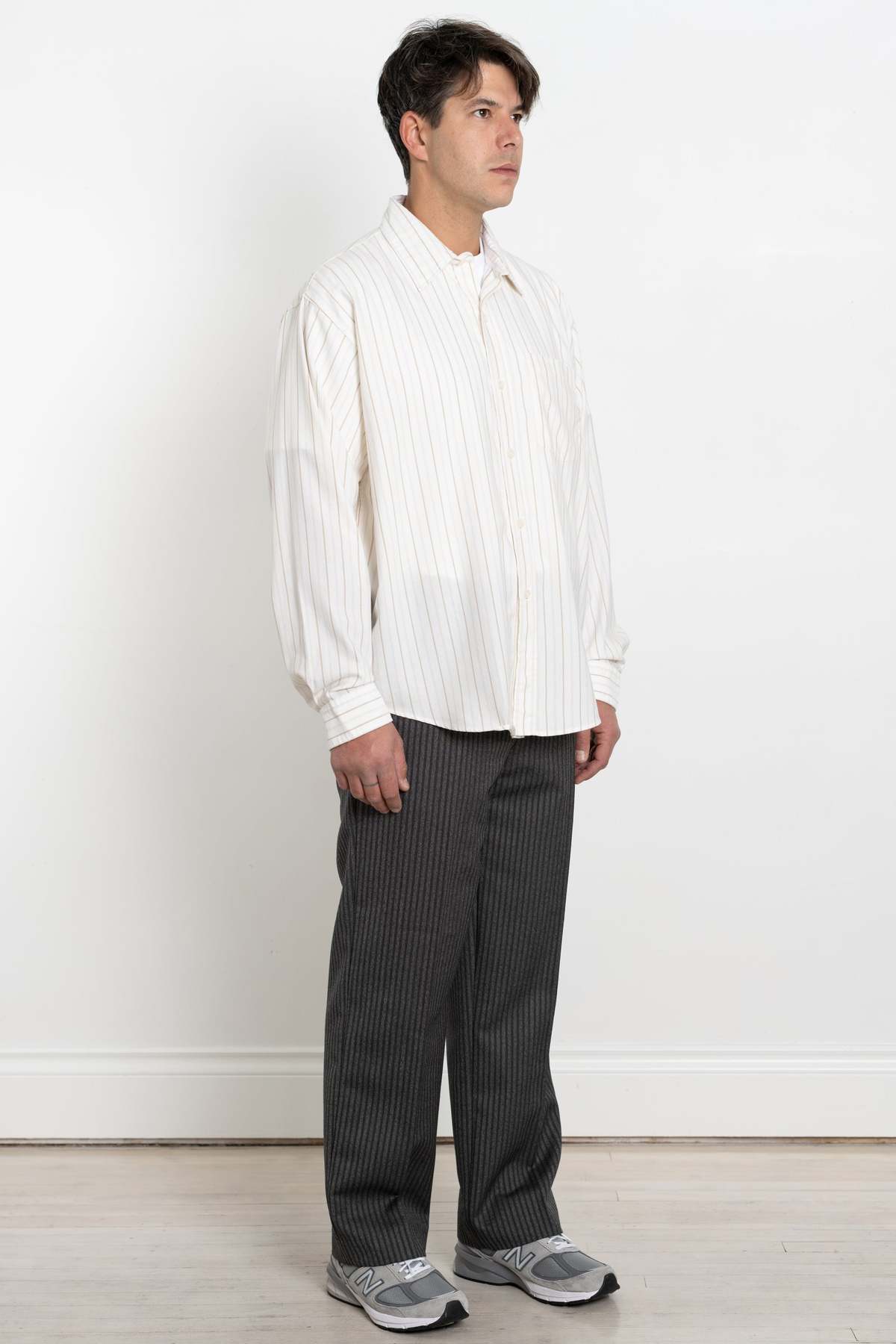mfpen Executive Shirt - Beige Stripe Silk | Garmentory