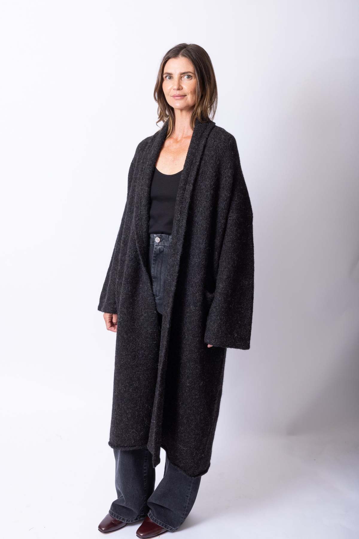 Lauren Manoogian Long Shawl Cardigan - Black Melange | Garmentory