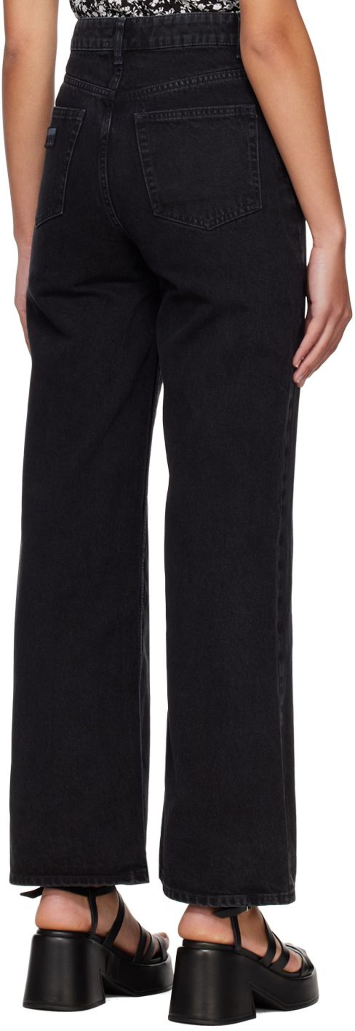 24AW【GANNI】Black Stretch Denim Wide-leg Jeans Ganni Black Stretch Denim Wide-leg Jeans - Pants - BeyondStyle