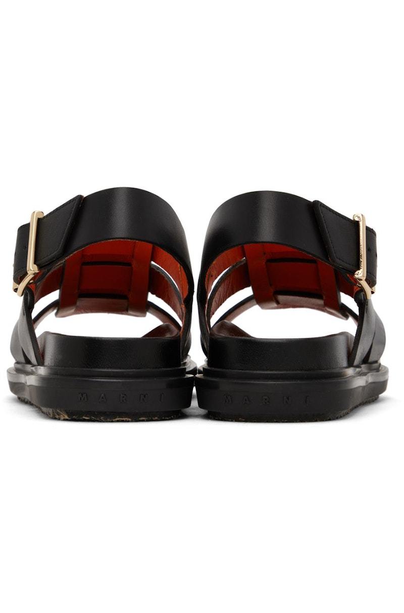 直営店☆MARNI☆ GLADIATOR FUSSBETT 水玉模様 フラットサンダル ブラウン レザー製クリスクロスサンダル | Marni