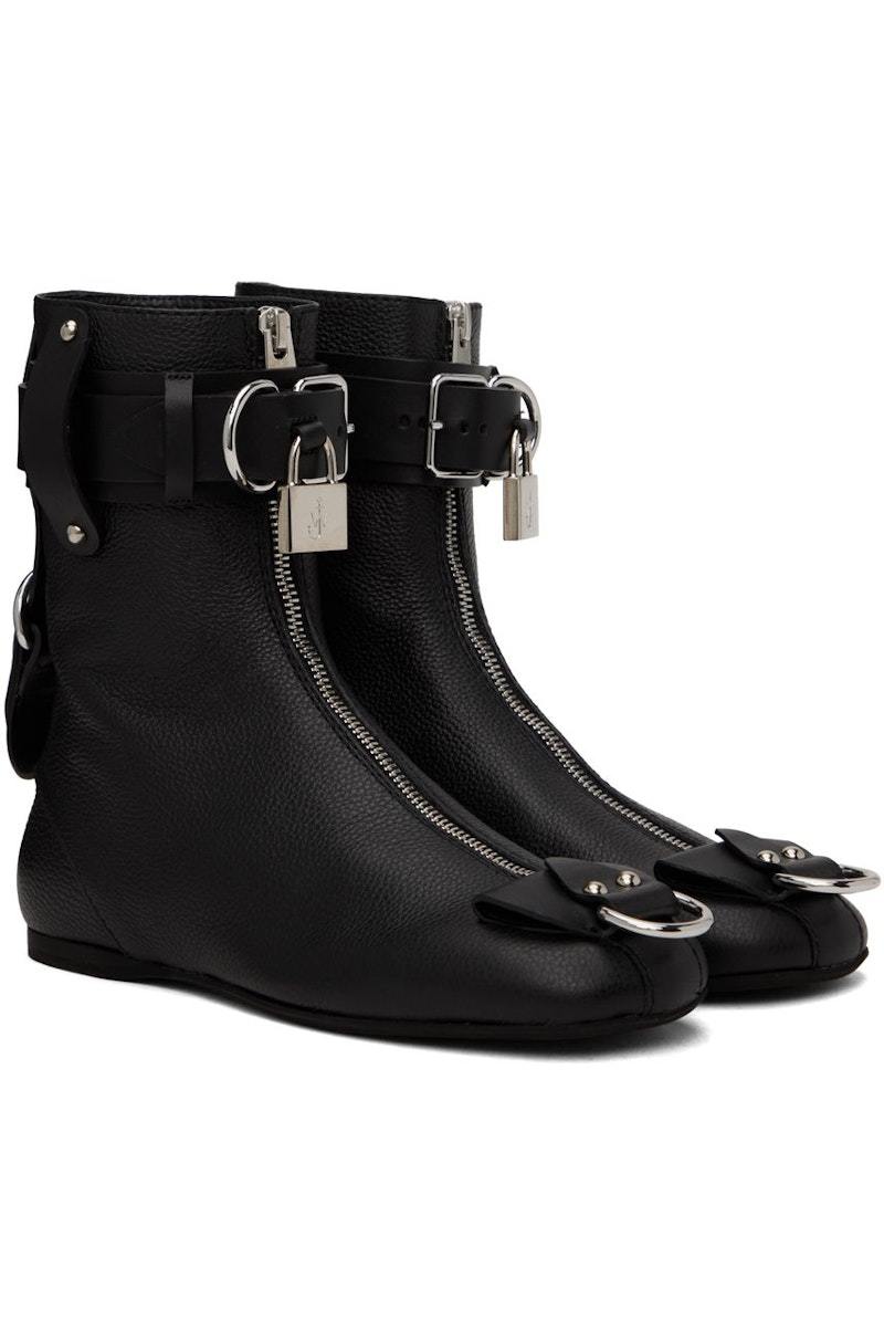 【関税込み】JW Anderson ブラック Padlock アンクルブーツ JW ANDERSON Padlock Ankle Boots - Black | Garmentory
