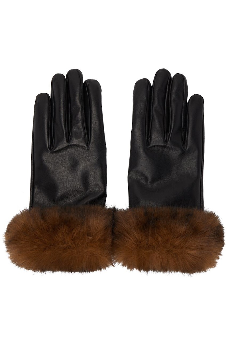 ernest w baker FAUX－FUR TRIMING GLOVES Ernest W. Baker: Black Faux-Fur Trimming Gloves | SSENSE