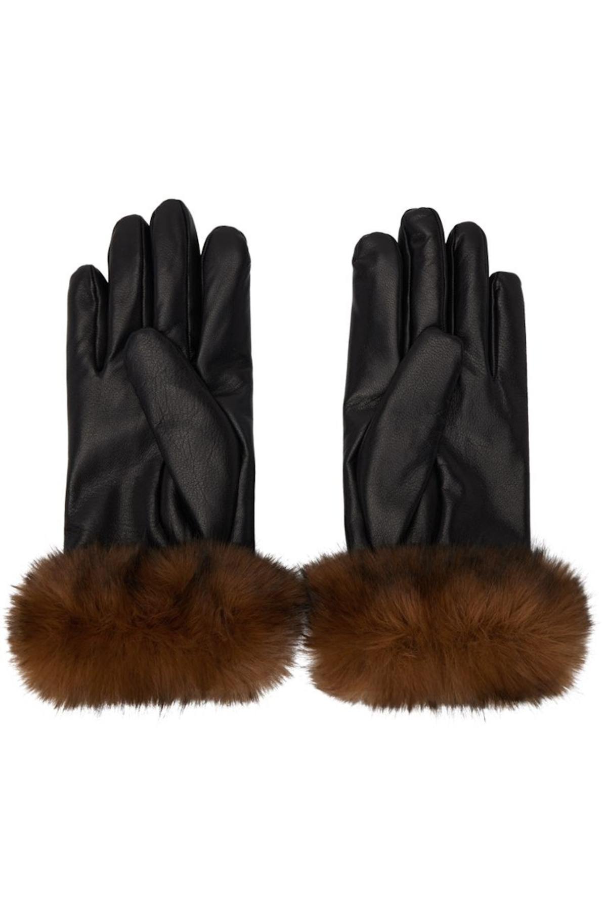ernest w baker FAUX－FUR TRIMING GLOVES Ernest W. Baker Black Faux-Fur Trimming Gloves - Accessories