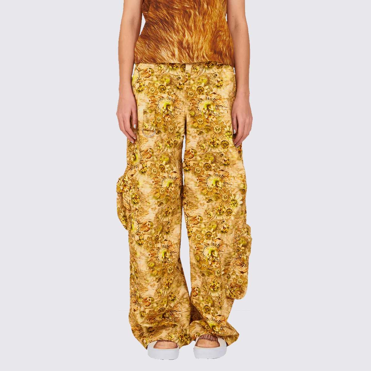 パンツ [COLLINA STRADA] Denim Brown Floral Pants PANTS – Collina Strada