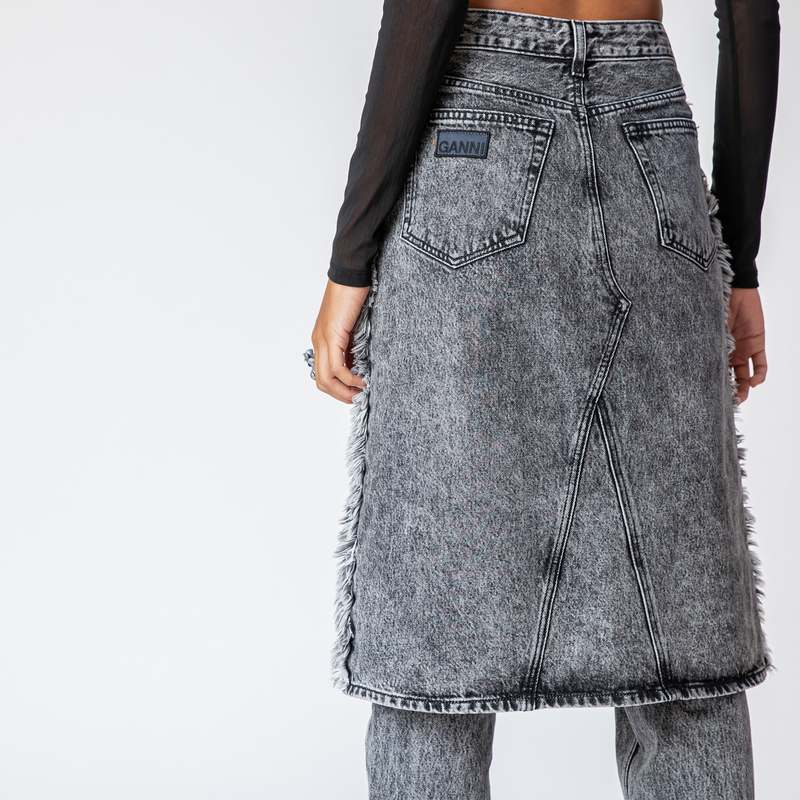 【関税＆送料込み】Ganni Washed Denim Skirt Black Washed Black Washed Denim Skirt | GANNI US