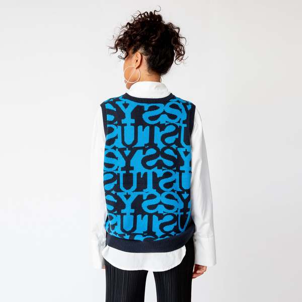 Stussy Stacked Sweater Vest - Dark Navy | Garmentory