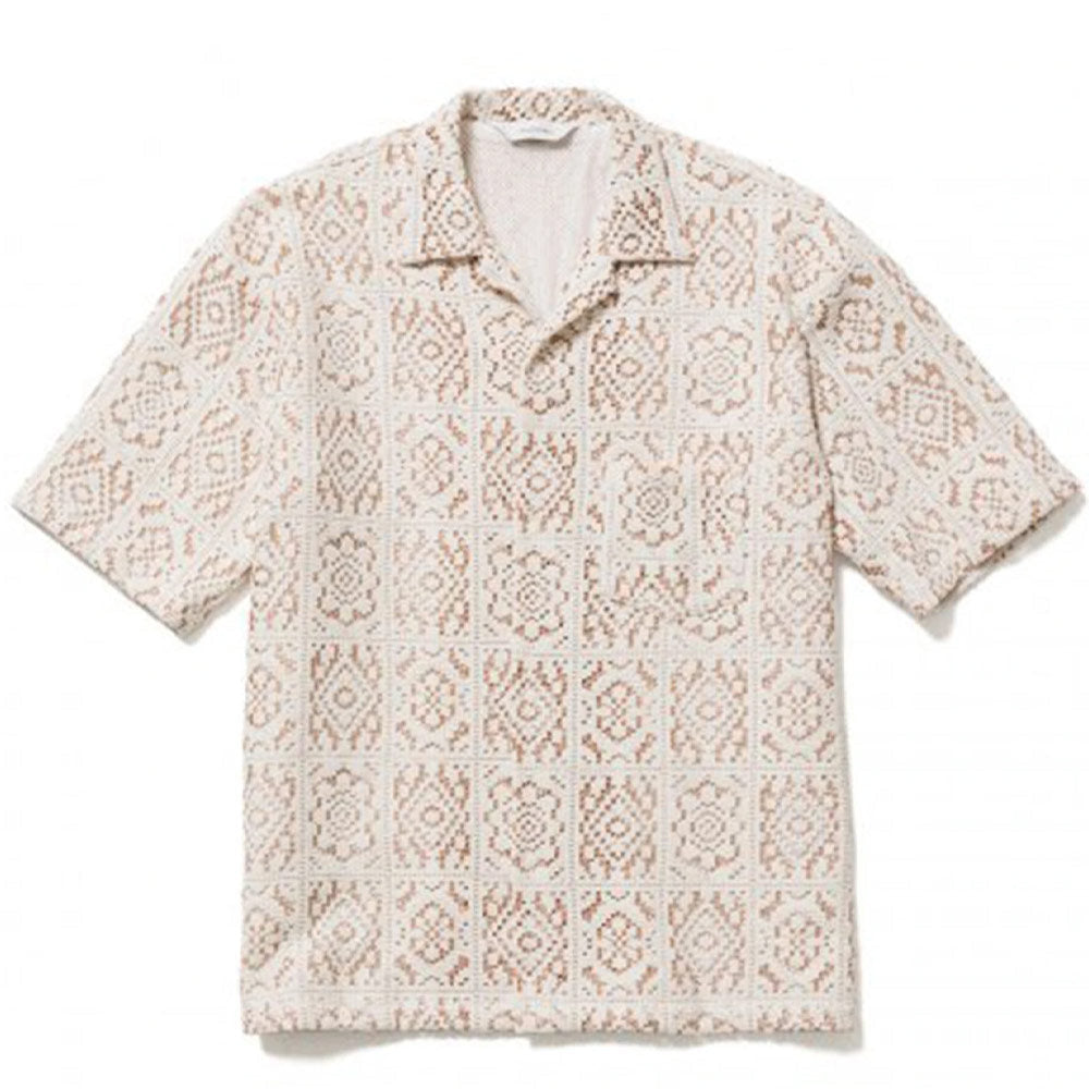 Sasquatchfabrix. Knit Lace Open Collar H/S Shirt - White | Garmentory