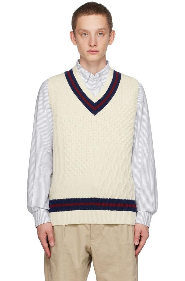 Beams Boy Multi Striped Vest in Navy
