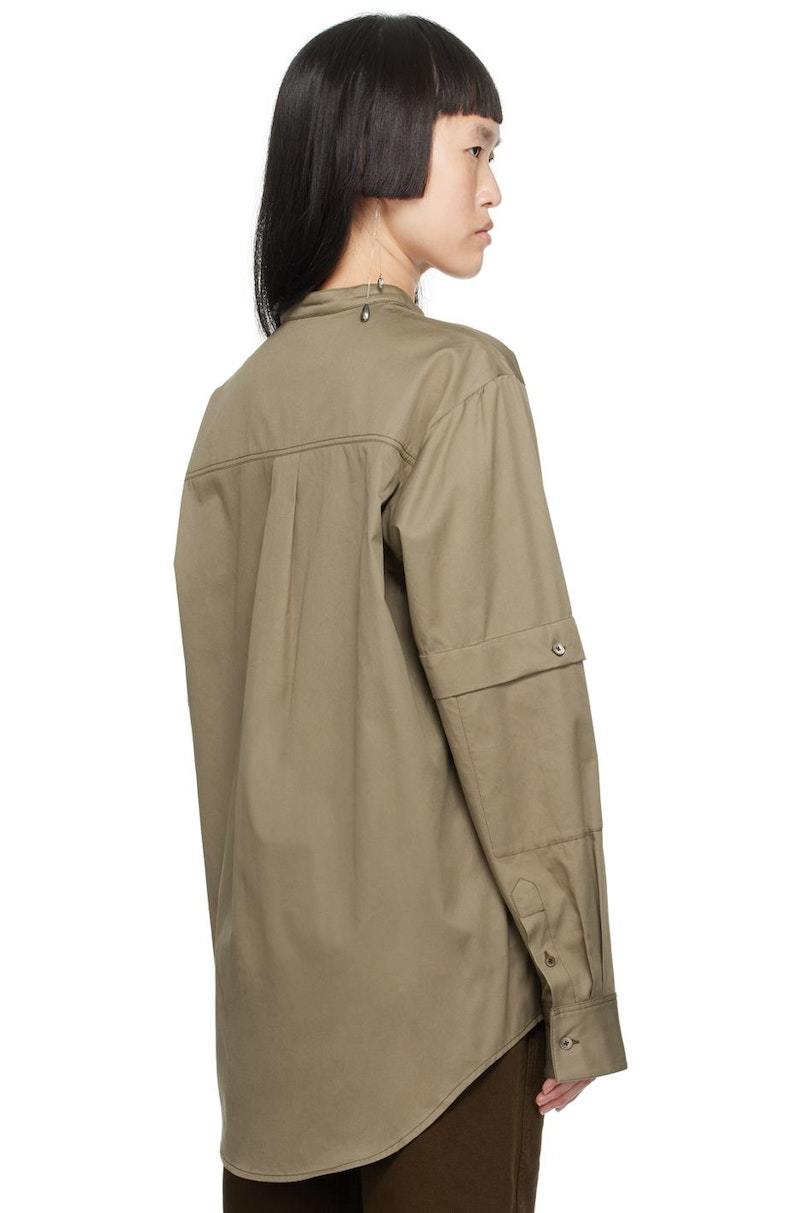【LEMAIRE】OFFICER COLLAR SHIRT バンドカラーシャツ Lemaire Officer Collar Shirt - Taupe | Garmentory
