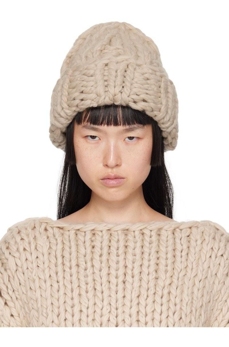 【SALE】laurenmanoogian⭐︎BEANIE Lauren Manoogian Beige Chunky Beanie | Garmentory