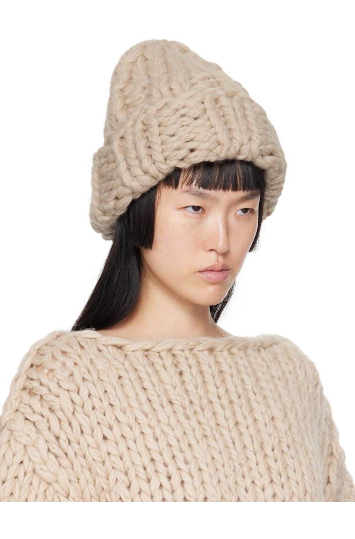 【SALE】laurenmanoogian⭐︎BEANIE Lauren Manoogian Beige Chunky Beanie | Garmentory