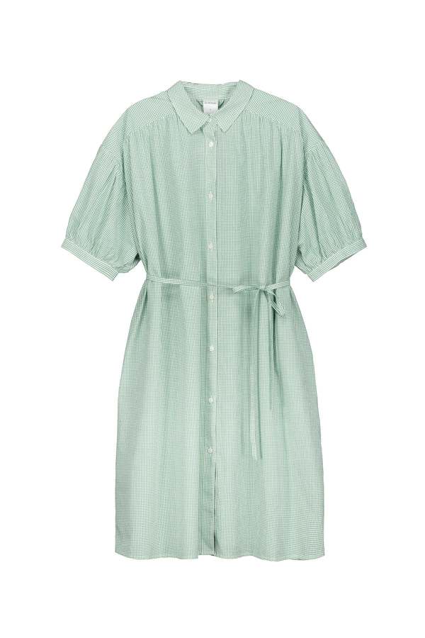 Kowtow Smock Dress - Green Mini Check | Garmentory
