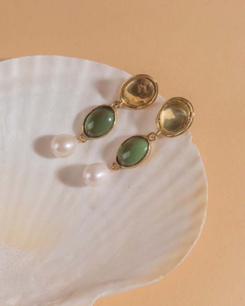 Mondo Mondo Sirena Earrings - Brass/Green | Garmentory