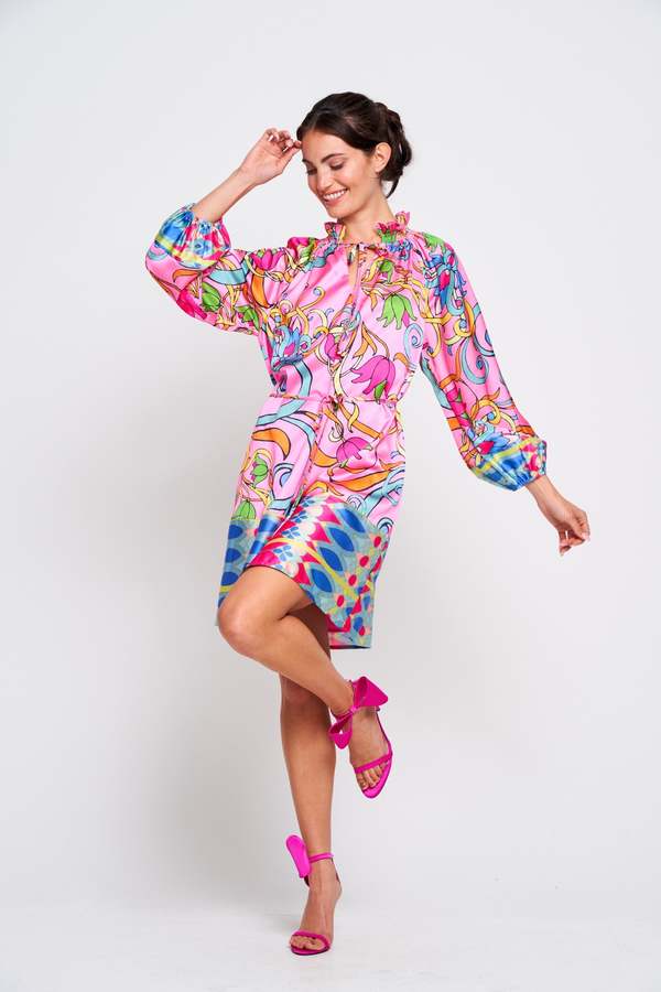 thai dress RaanPahMuang Luxurious Traditional Thai Clothing Silk Dress Chinese Front Cut Outfit Chinese Collar