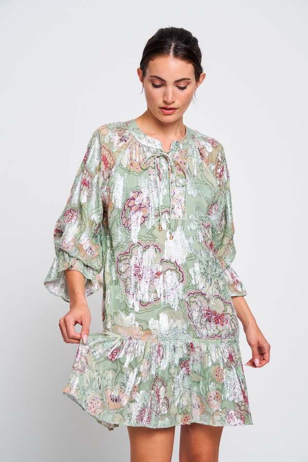 Ciebon Mini Dress - Green Metallic on Garmentory