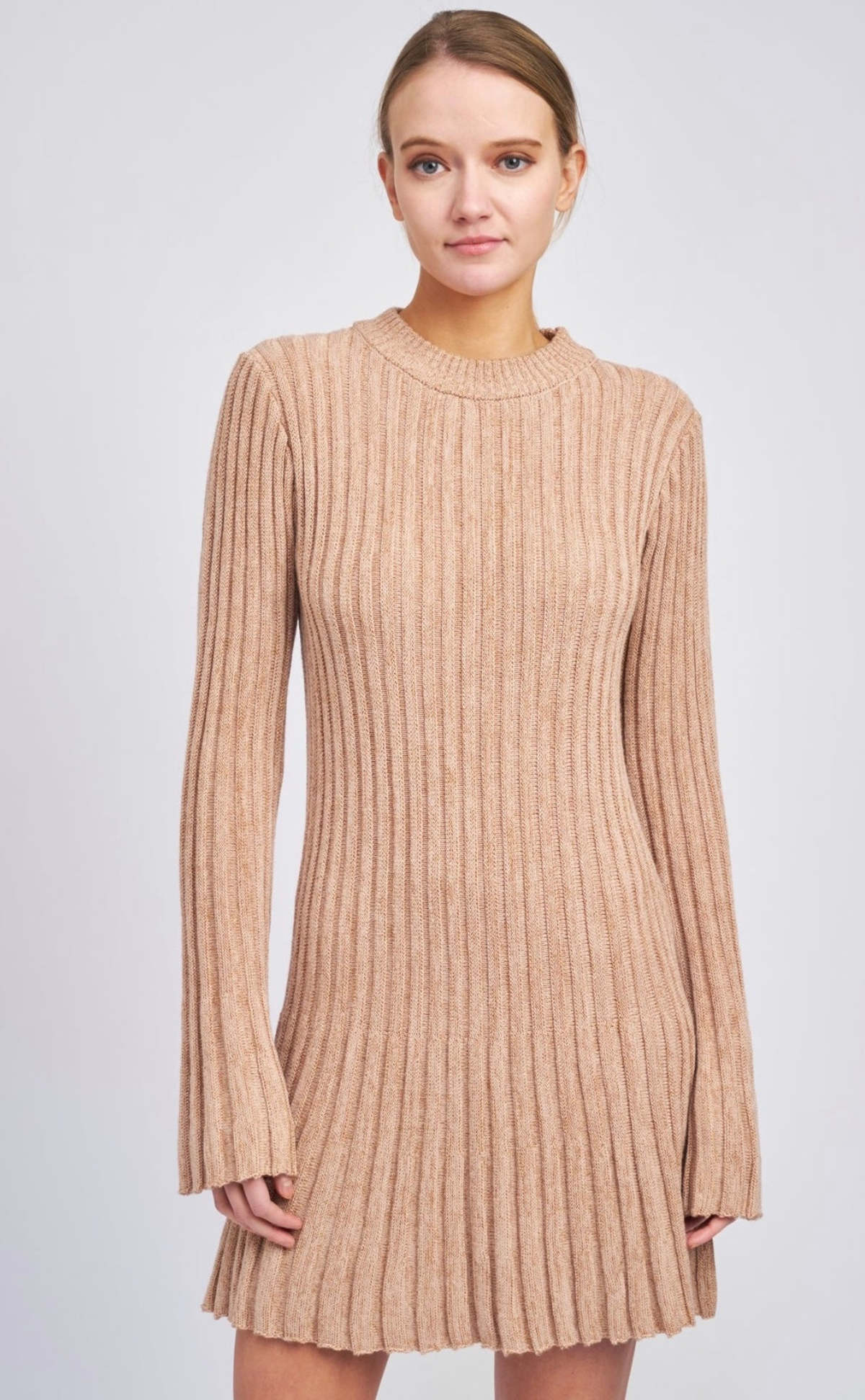 slim fit dress slacks Cowl Neck Glitter Lurex Mini Dress - Rose Gold main image 1