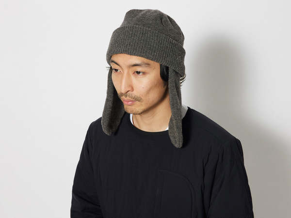 帽子 peak Knit Flight Cap GREY Snow Peak Knit Flight Cap One Black - Grey | Garmentory