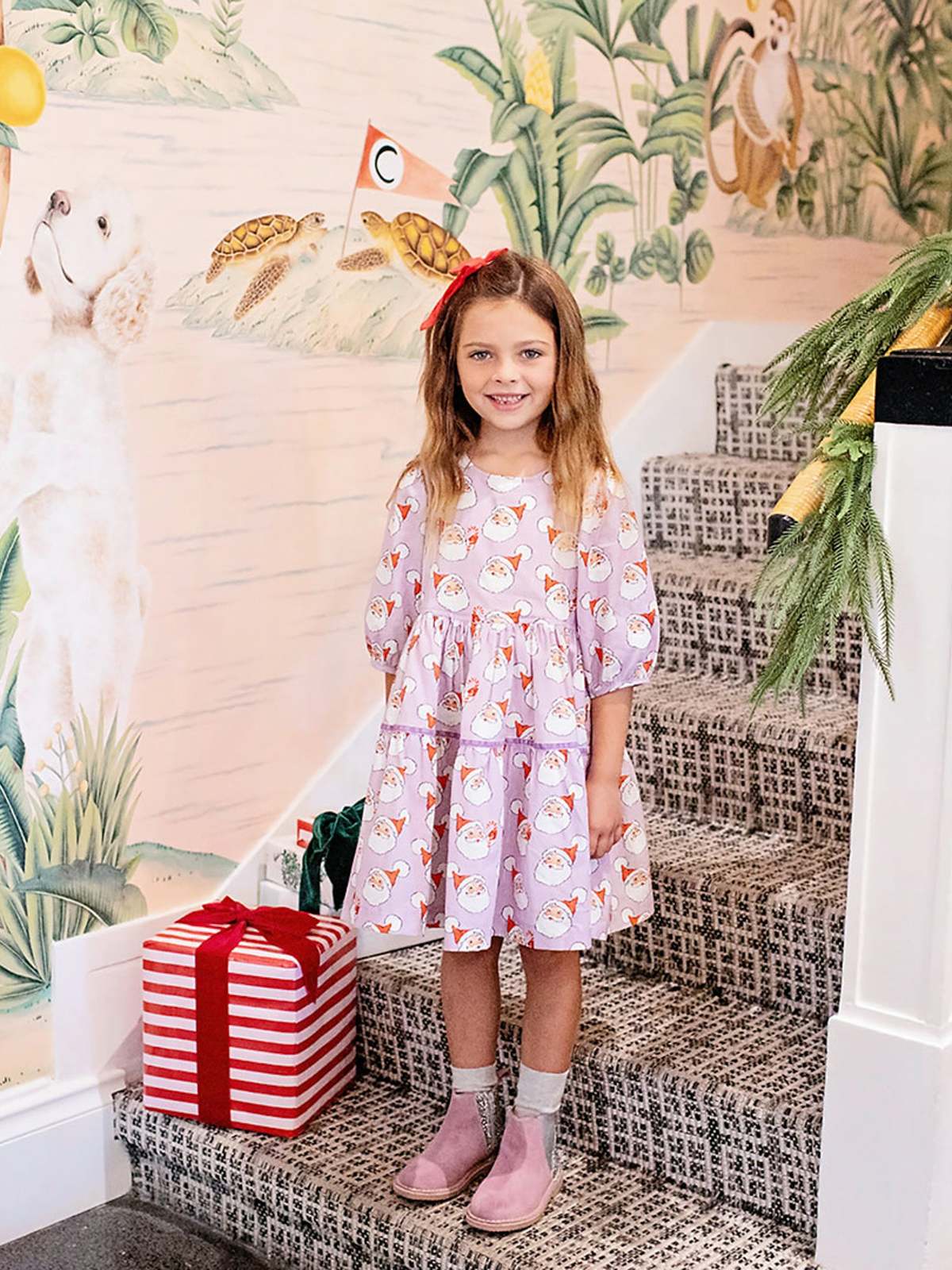 pink chicken santa dress baby girls jennifer set as shown on our Girls Kit Dress Kids Pink Chicken Girls Maribelle