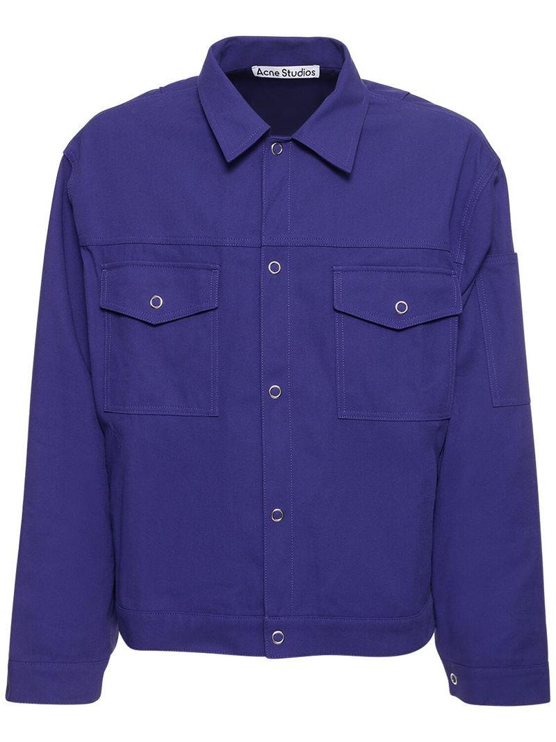 Acne Studios Ourle Cotton Blend Twill Overshirt - Electric Purple