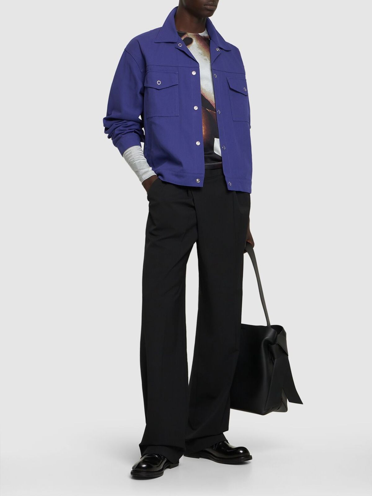 Acne Studios Ourle Cotton Blend Twill Overshirt - Electric Purple