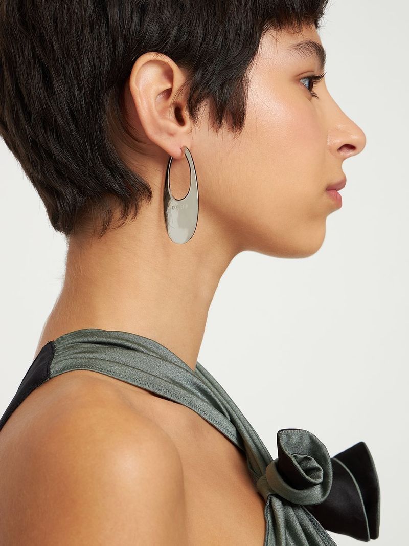 Coperni Large Swipe Logo Earrings - Silver | Garmentory