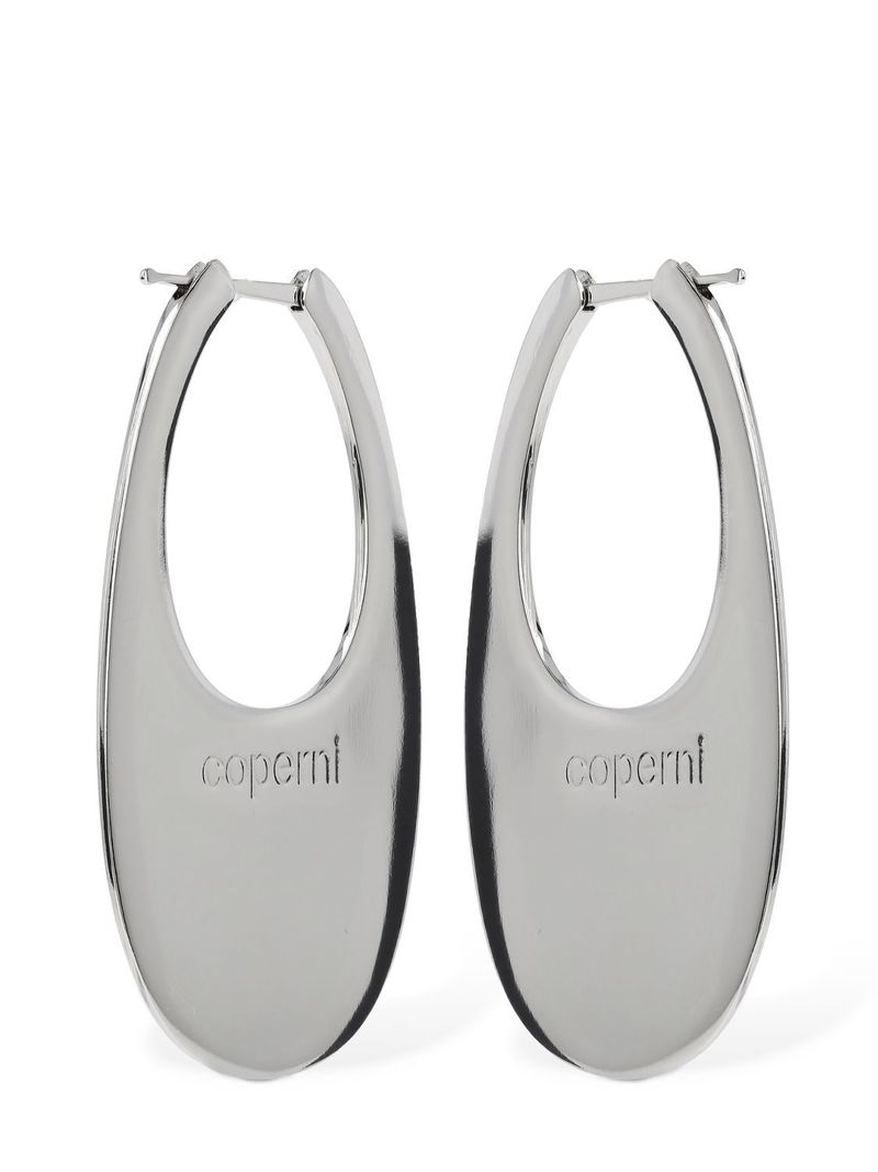 Coperni Large Swipe Logo Earrings - Silver | Garmentory
