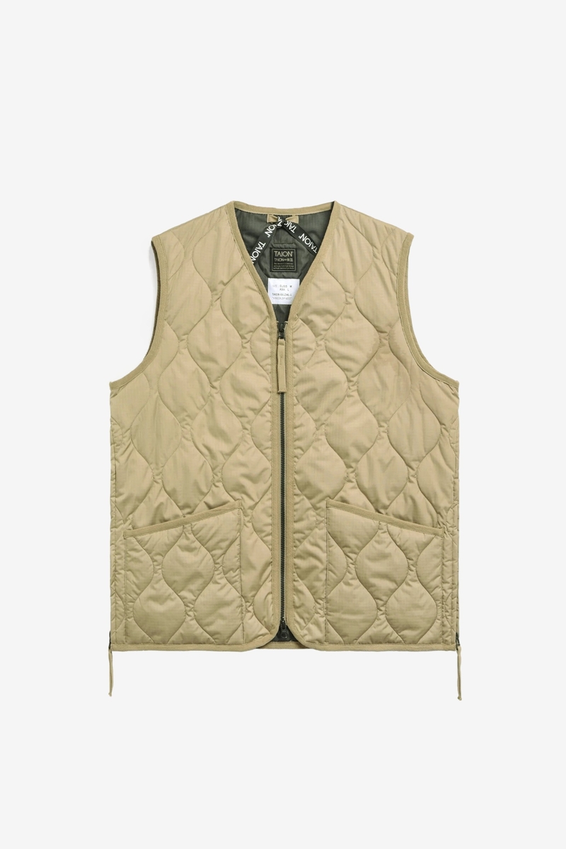 TAION Military W-Zip V Neck Down Vest - Coyote | Garmentory