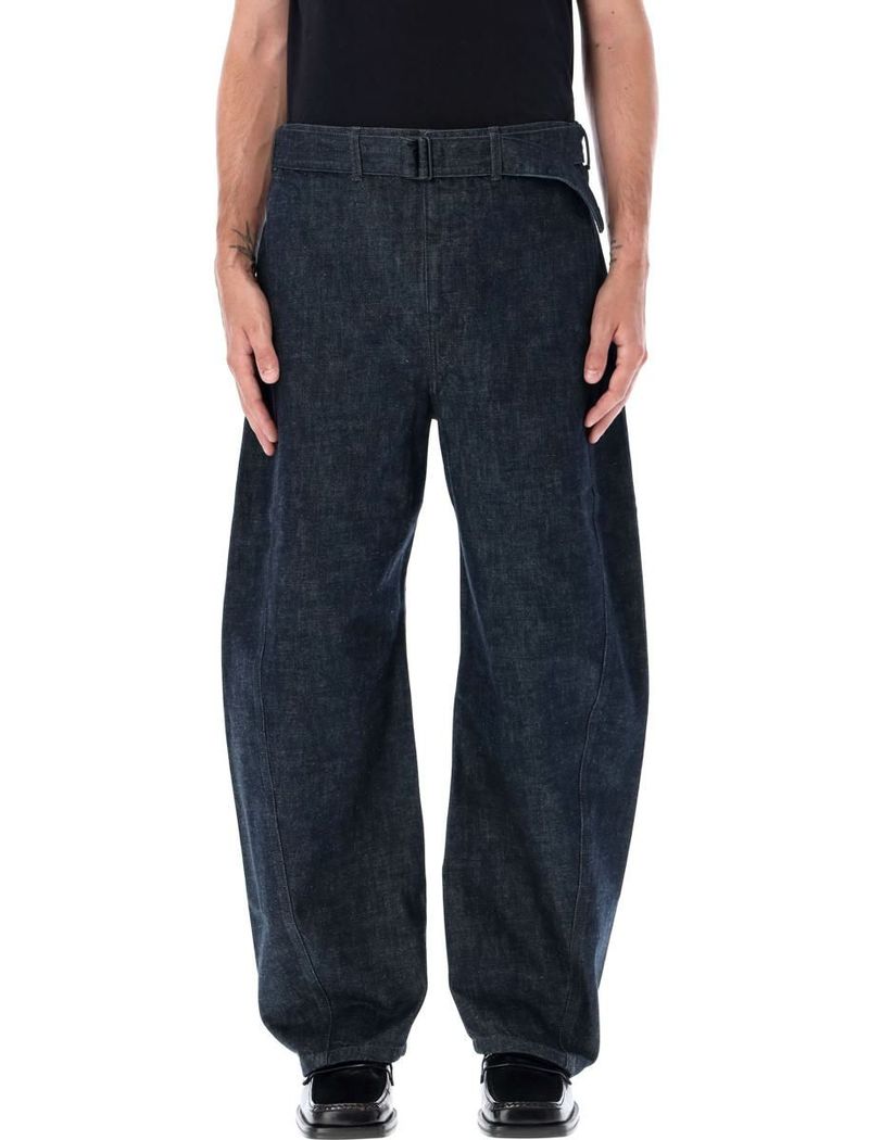 Lemaire Twisted belted pants - Indigo | Garmentory