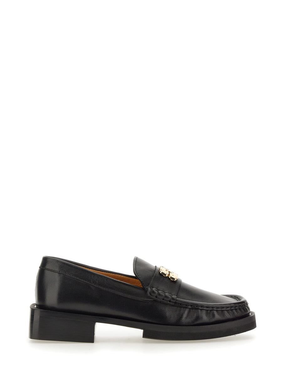 Ganni LOAFER WITH BUTTERFLY LOGO - Black | Garmentory