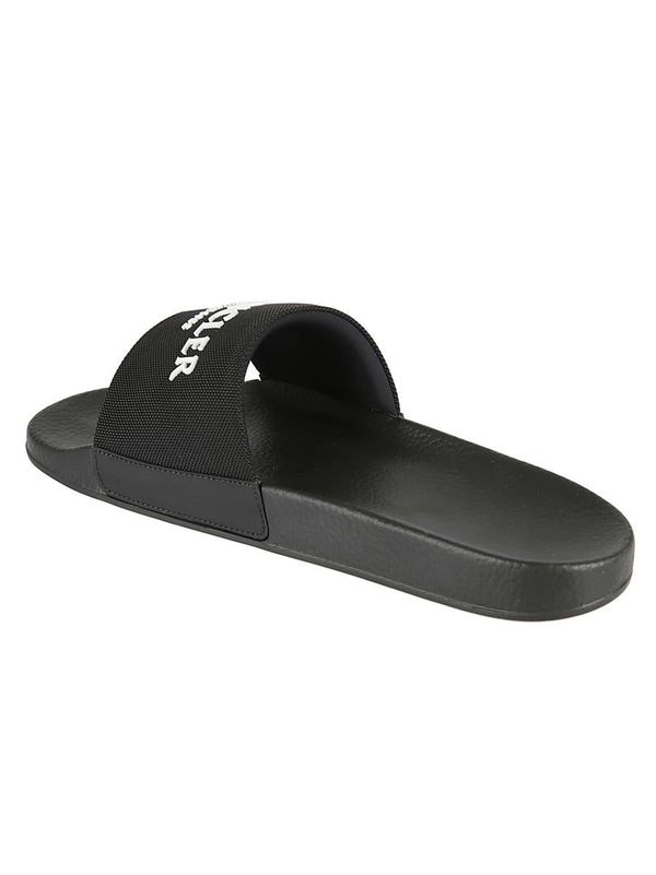 【関税＆送料込み】Moncler Logo Pool Slides Moncler Men's Basile Logo Print Pool Slide in Navy/Red Moncler