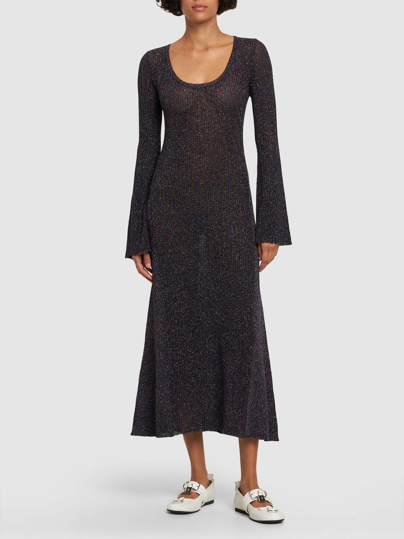 Sparkle Rib Knit Long Sleeve Maxi Dress | Garmentory